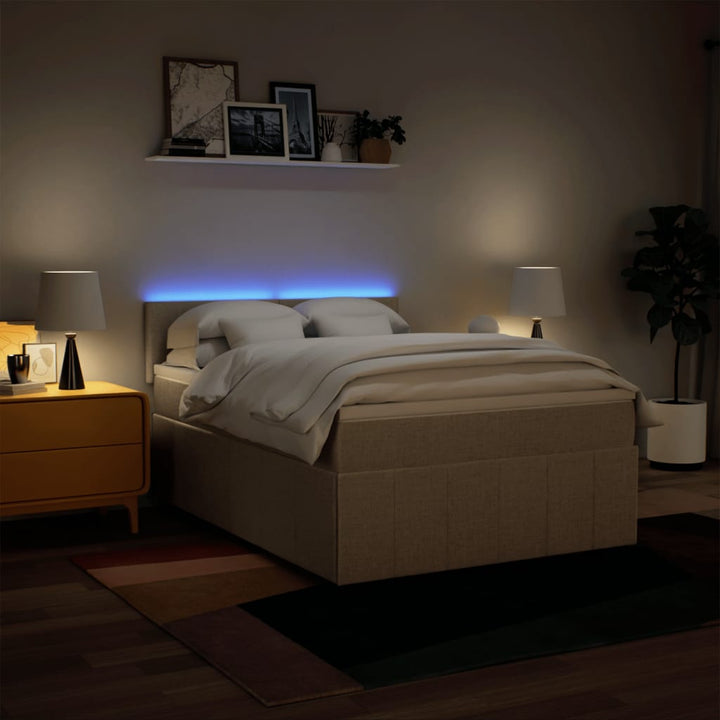 kontinentalseng med madras 160x200 cm stof cremefarvet