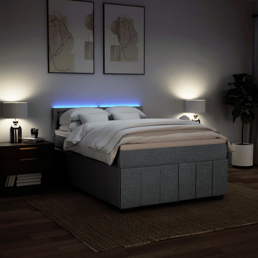 kontinentalseng 160x200 cm stof lysegrå