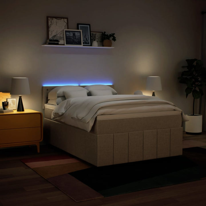 kontinentalseng med madras 160x200 cm stof cremefarvet