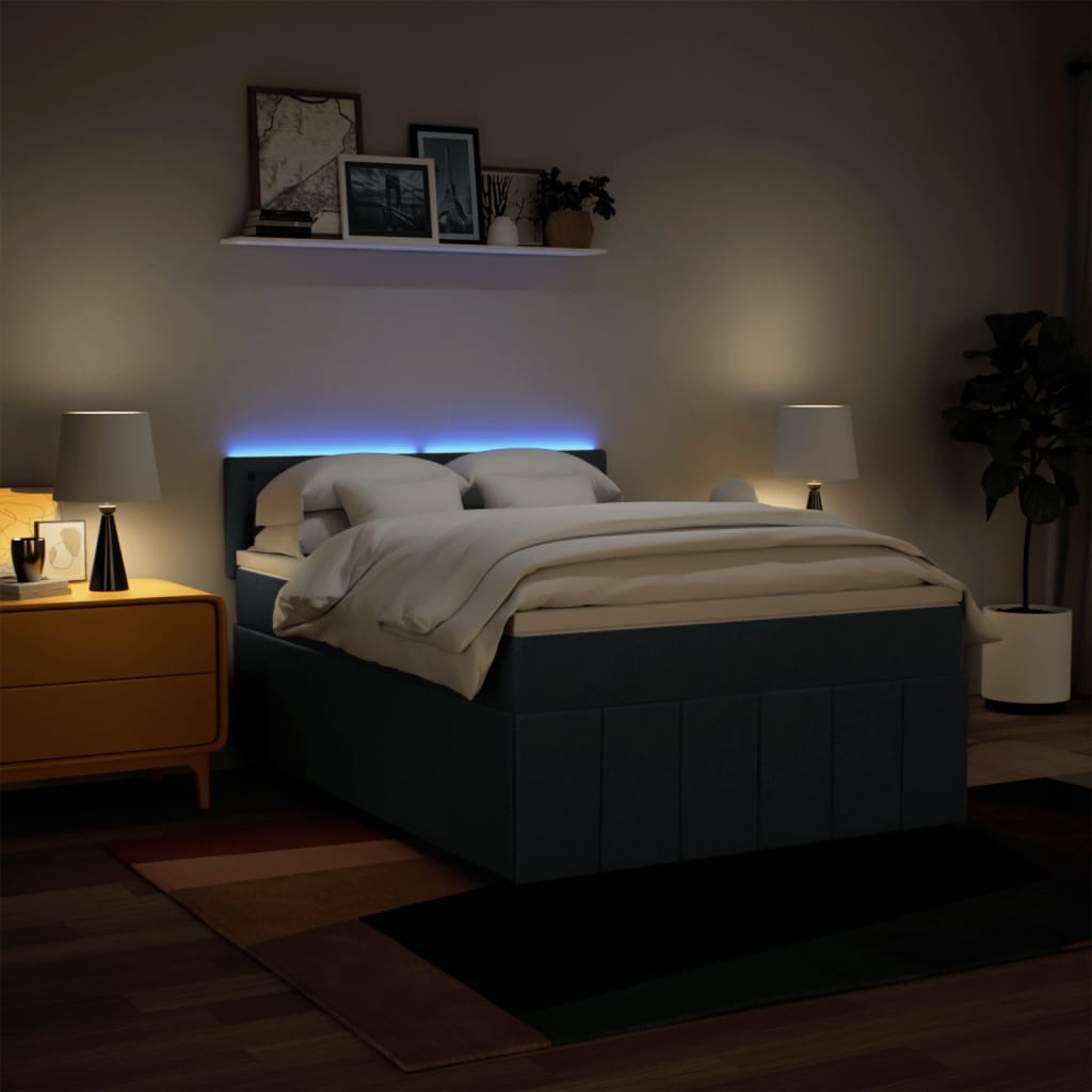 kontinentalseng med madras 160x200 cm stof blå