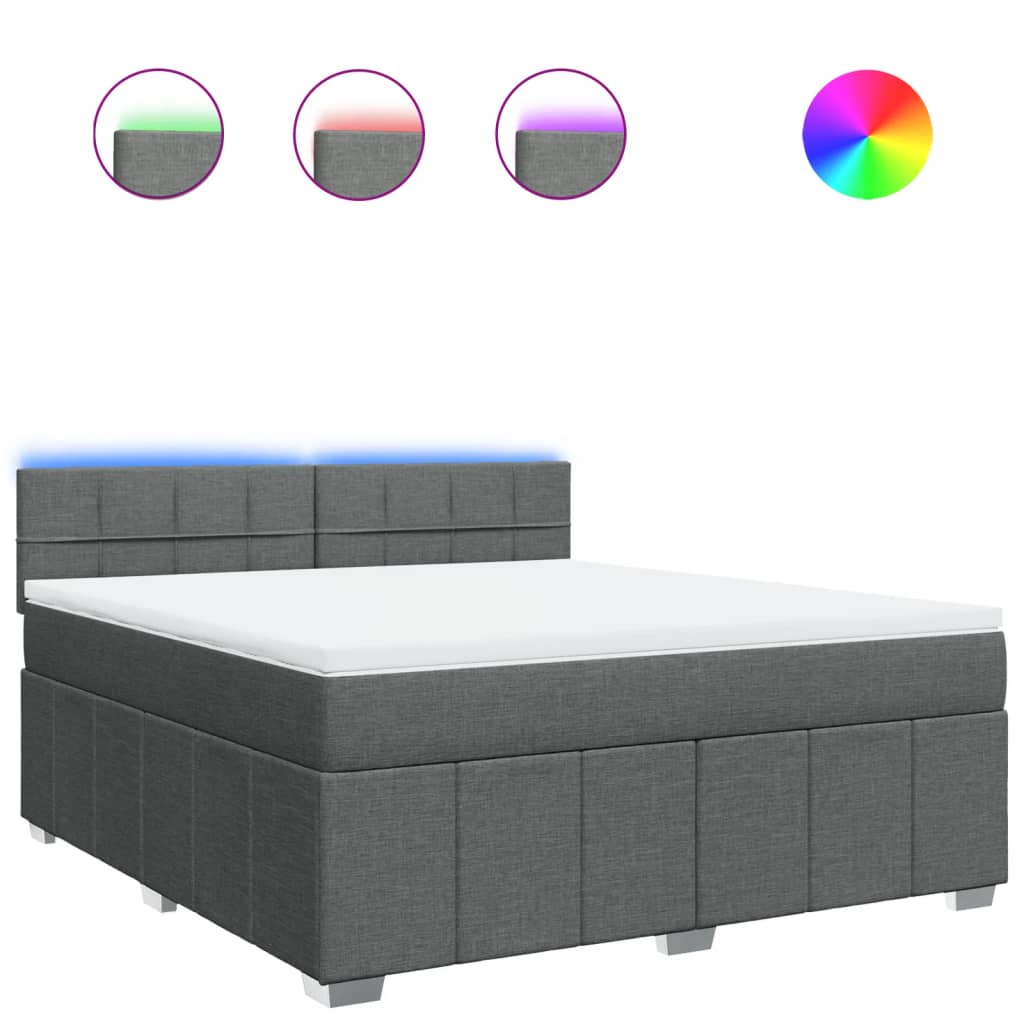 kontinentalseng med madras 180x200 cm stof mørkegrå