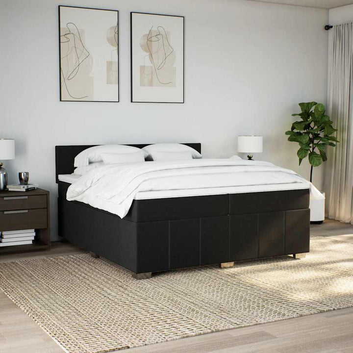 kontinentalseng med madras 200x200 cm stof sort
