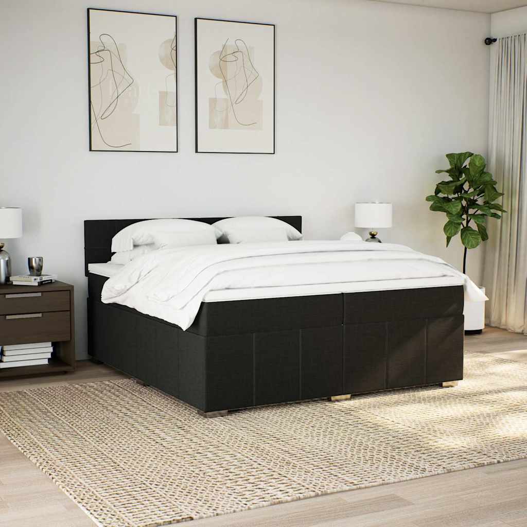 kontinentalseng med madras 200x200 cm stof sort
