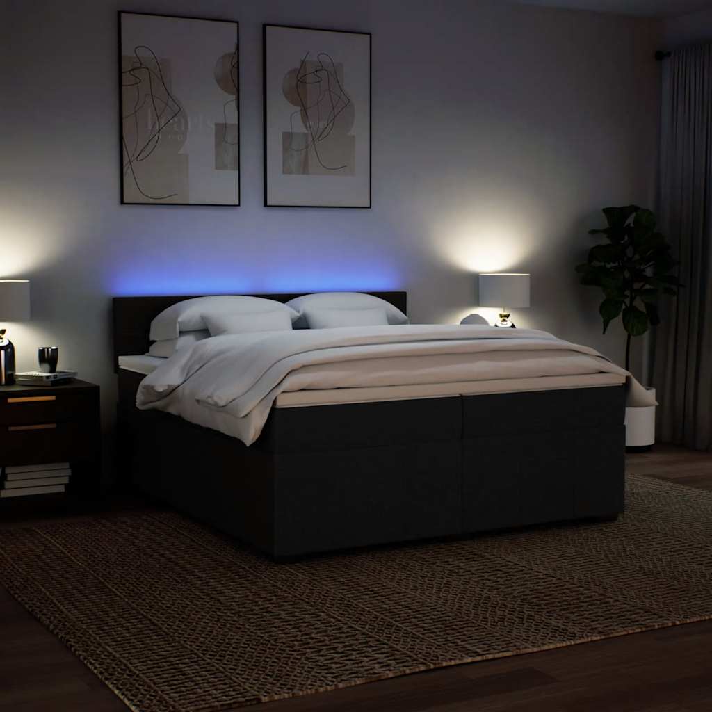 kontinentalseng med madras 200x200 cm stof sort