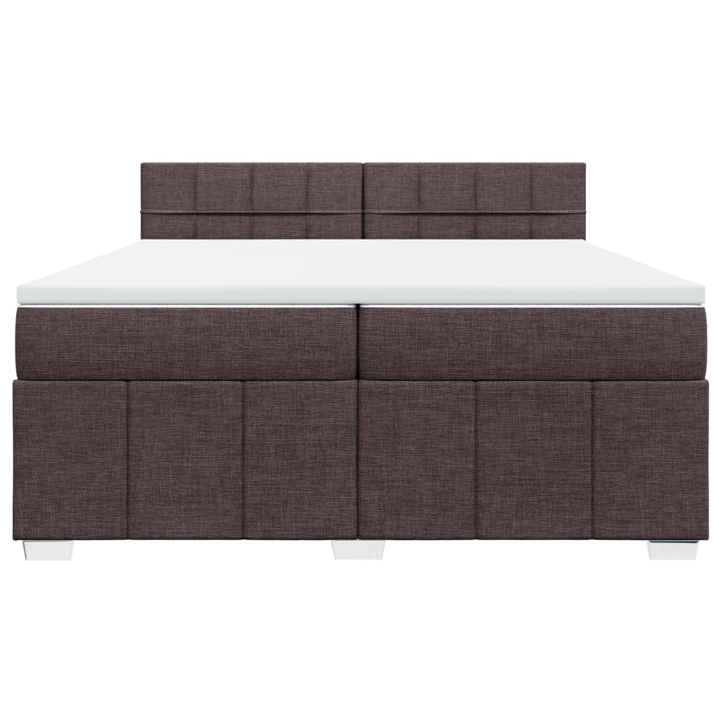 kontinentalseng med madras 200x200 cm stof mørkebrun