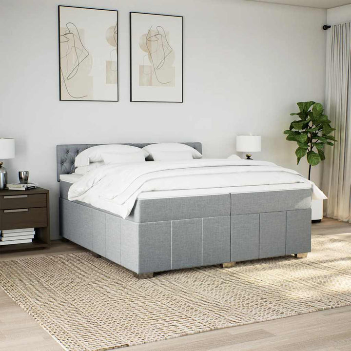 kontinentalseng med madras 200x200 cm stof lysegrå
