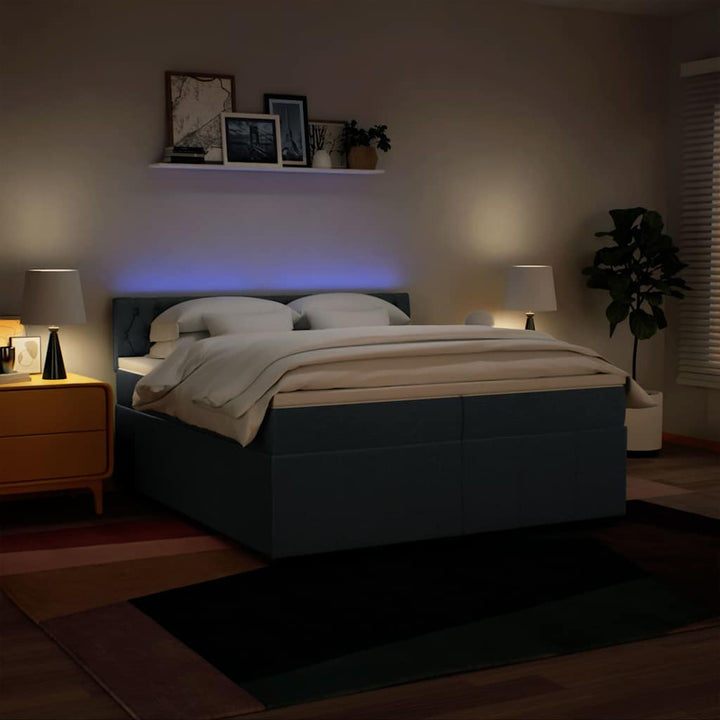 kontinentalseng med madras 200x200 cm stof blå