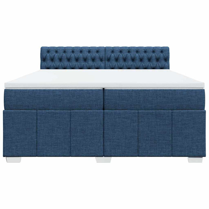 kontinentalseng med madras 200x200 cm stof blå