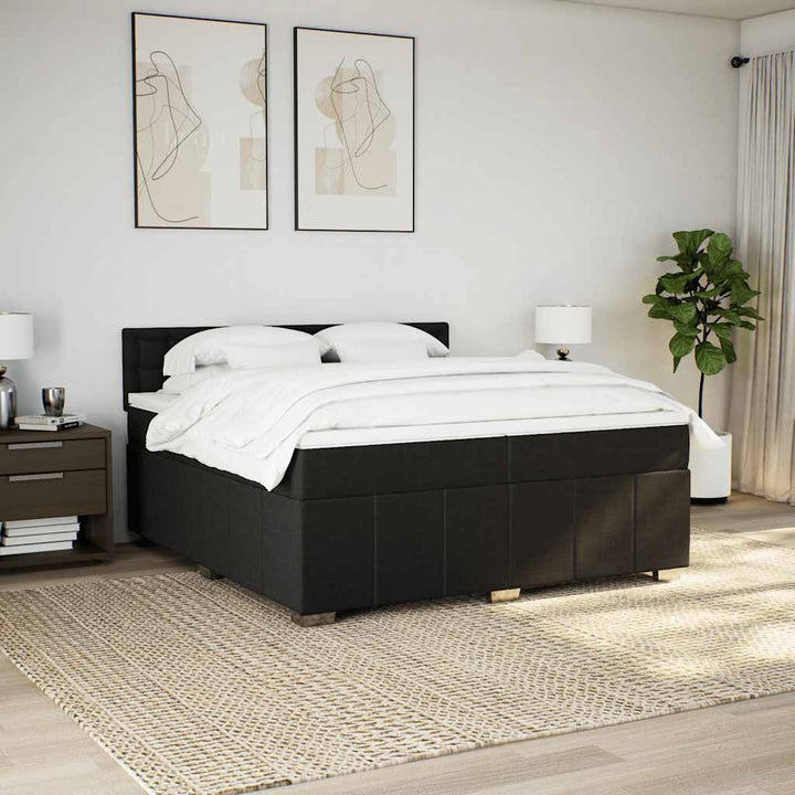 kontinentalseng med madras 200x200 cm stof sort