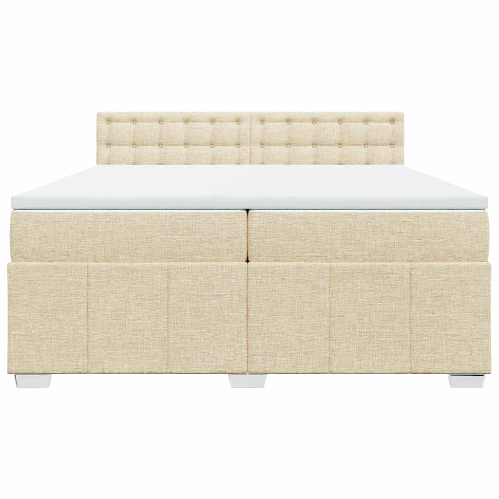 kontinentalseng med madras 200x200 cm stof cremefarvet