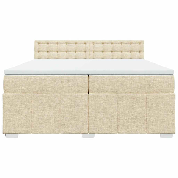 kontinentalseng med madras 200x200 cm stof cremefarvet