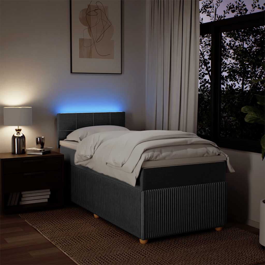 kontinentalseng med madras 80x200 cm stof mørkegrå