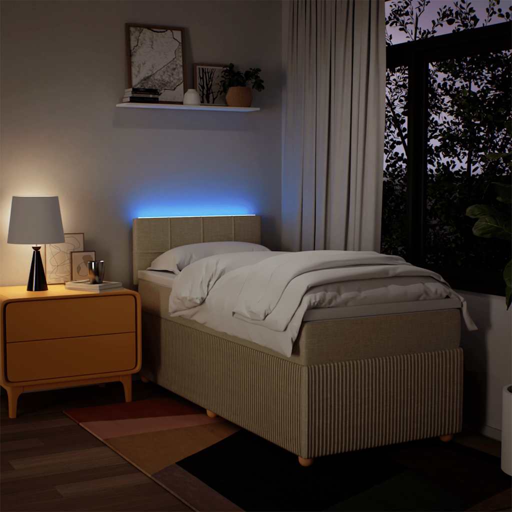 kontinentalseng med madras 80x200 cm stof cremefarvet
