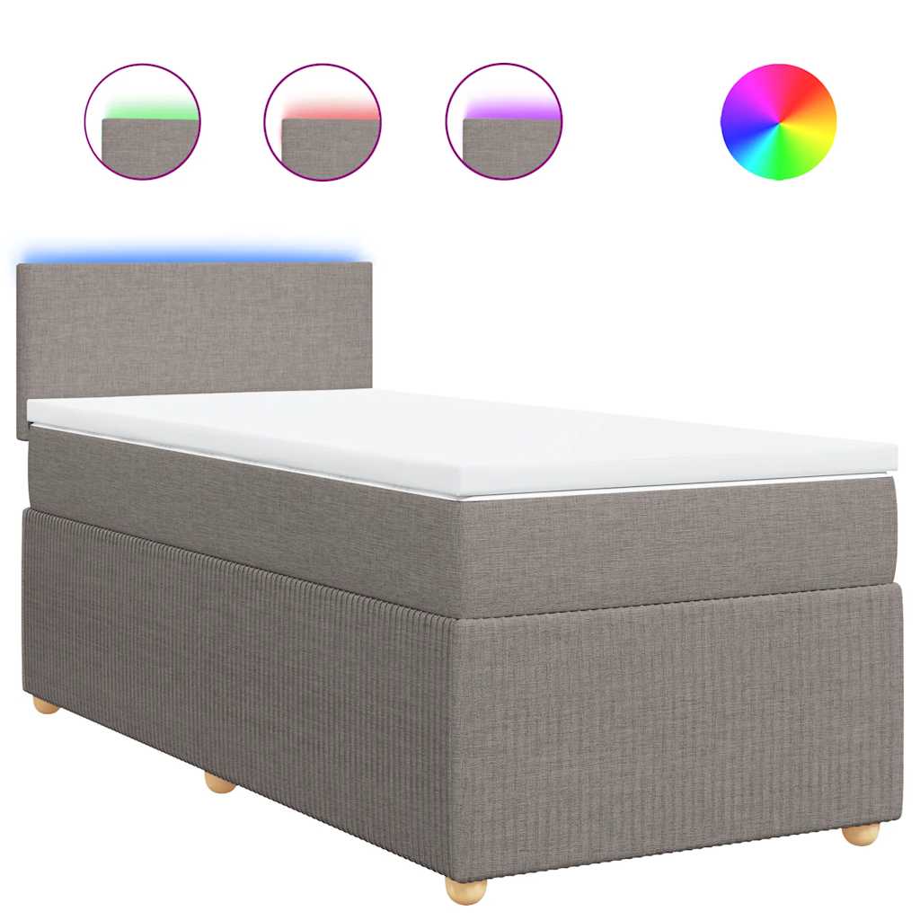 kontinentalseng med madras 90x190 cm stof gråbrun