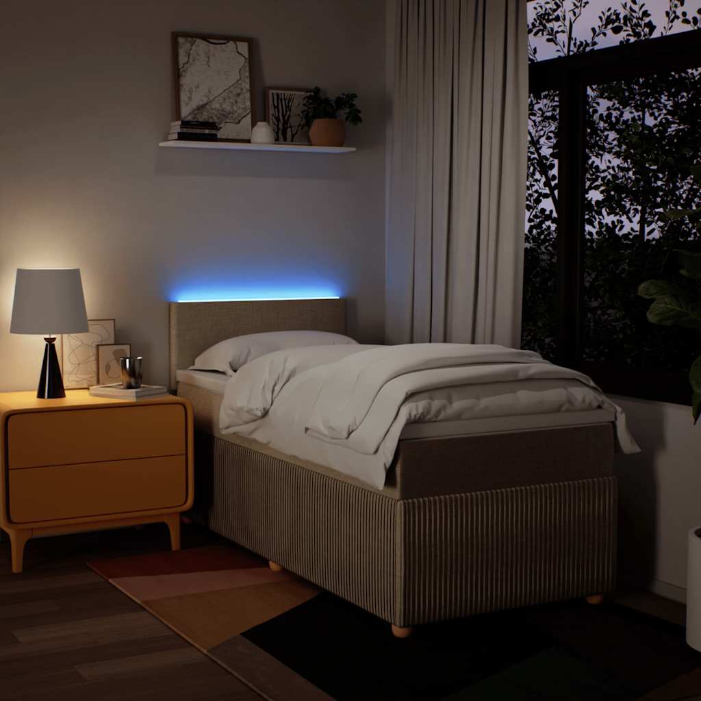 kontinentalseng med madras 90x190 cm stof cremefarvet