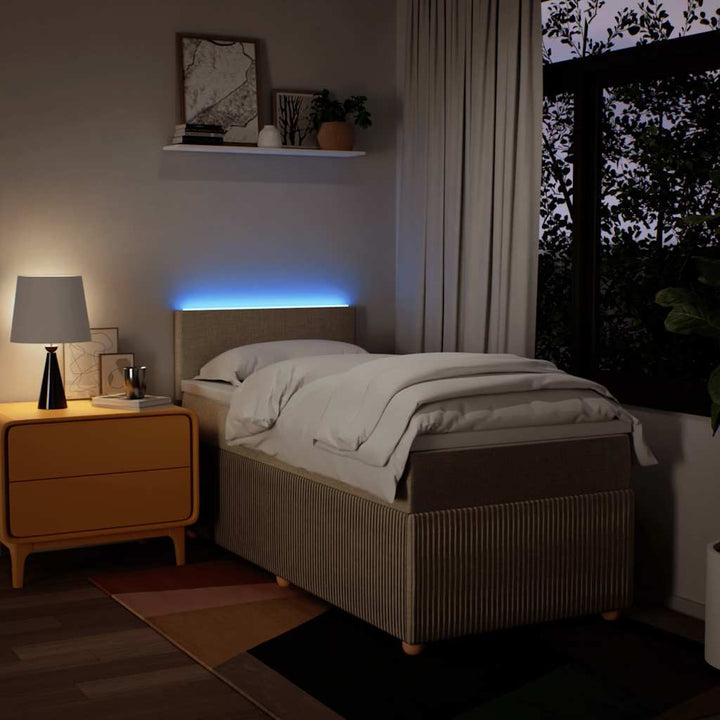 kontinentalseng med madras 90x190 cm stof cremefarvet