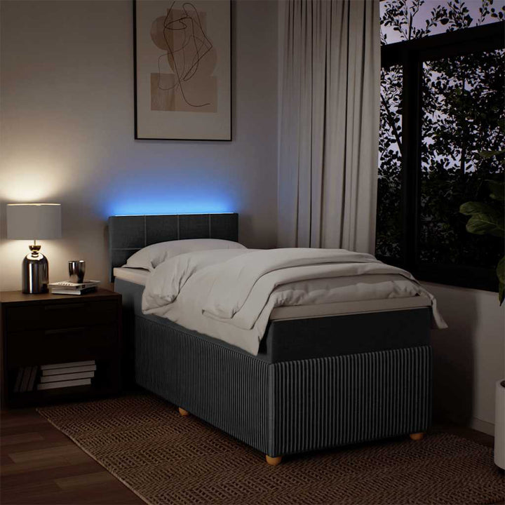 kontinentalseng med madras 90x190 cm stof mørkegrå