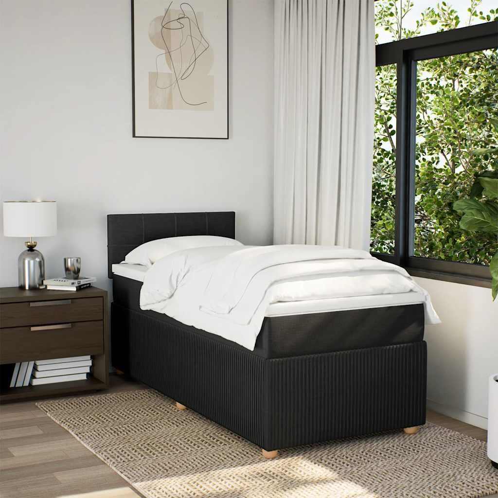 kontinentalseng med madras 90x190 cm stof sort