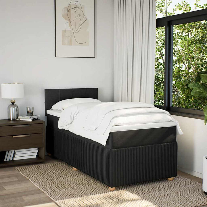 kontinentalseng med madras 90x190 cm stof sort