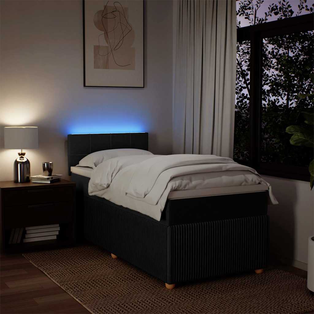 kontinentalseng med madras 90x190 cm stof sort