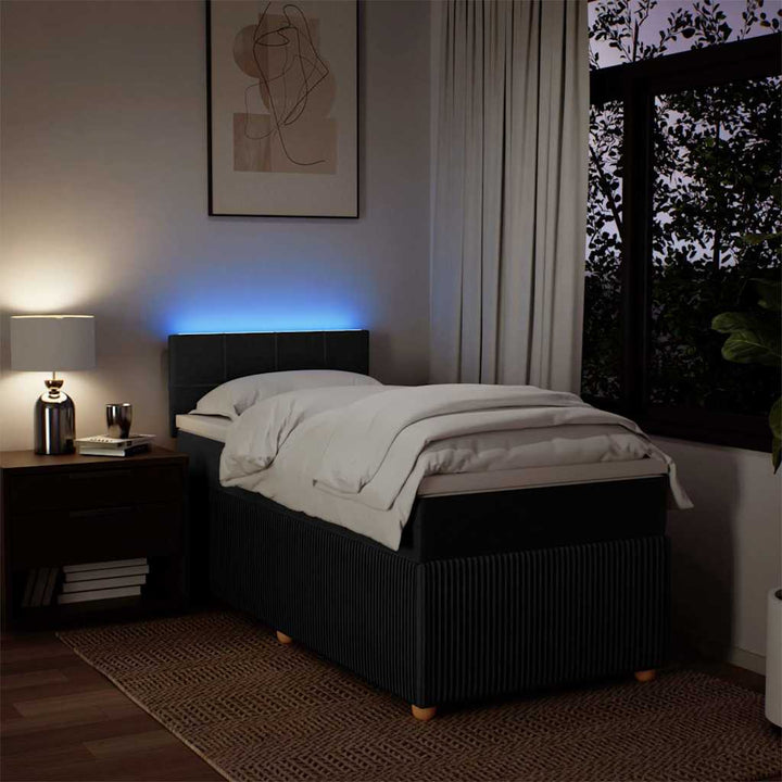 kontinentalseng med madras 90x190 cm stof sort