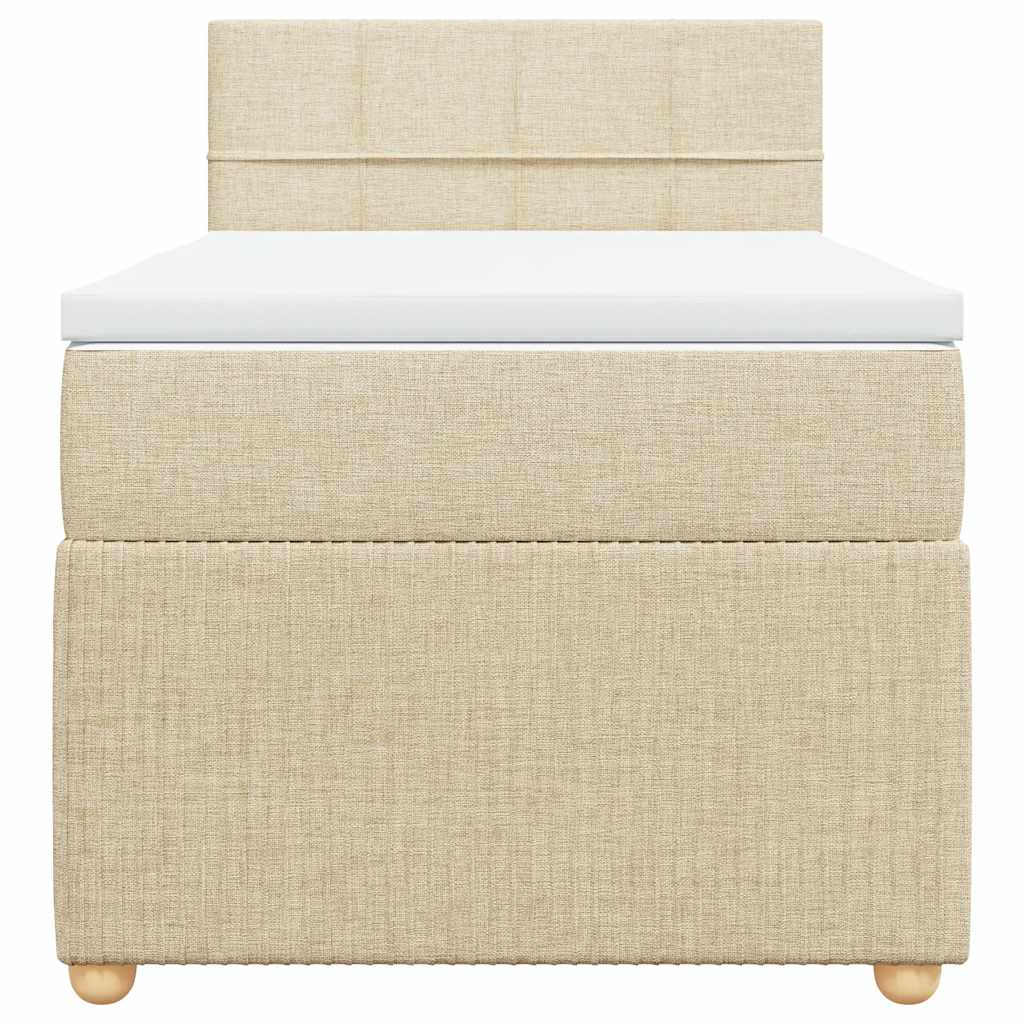 kontinentalseng med madras 90x190 cm stof cremefarvet