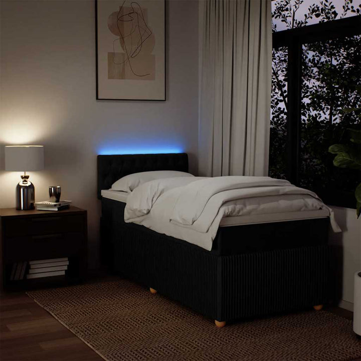 kontinentalseng med madras 90x190 cm stof sort