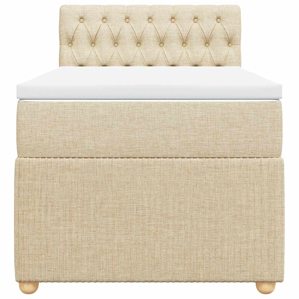 kontinentalseng med madras 90x190 cm stof cremefarvet