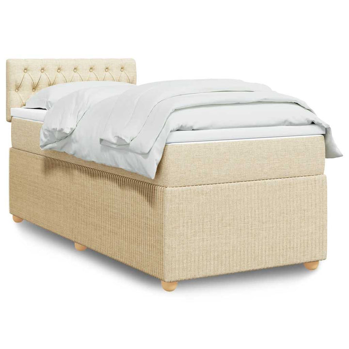 kontinentalseng med madras 90x190 cm stof cremefarvet