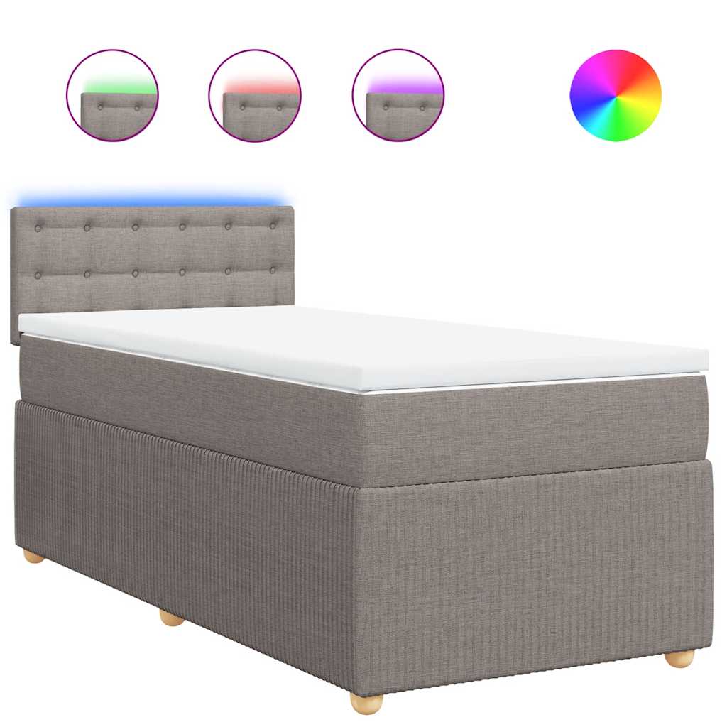 kontinentalseng med madras 90x190 cm stof gråbrun