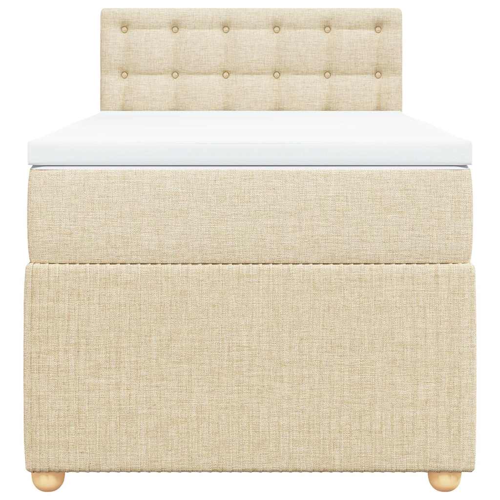 kontinentalseng med madras 90x190 cm stof cremefarvet