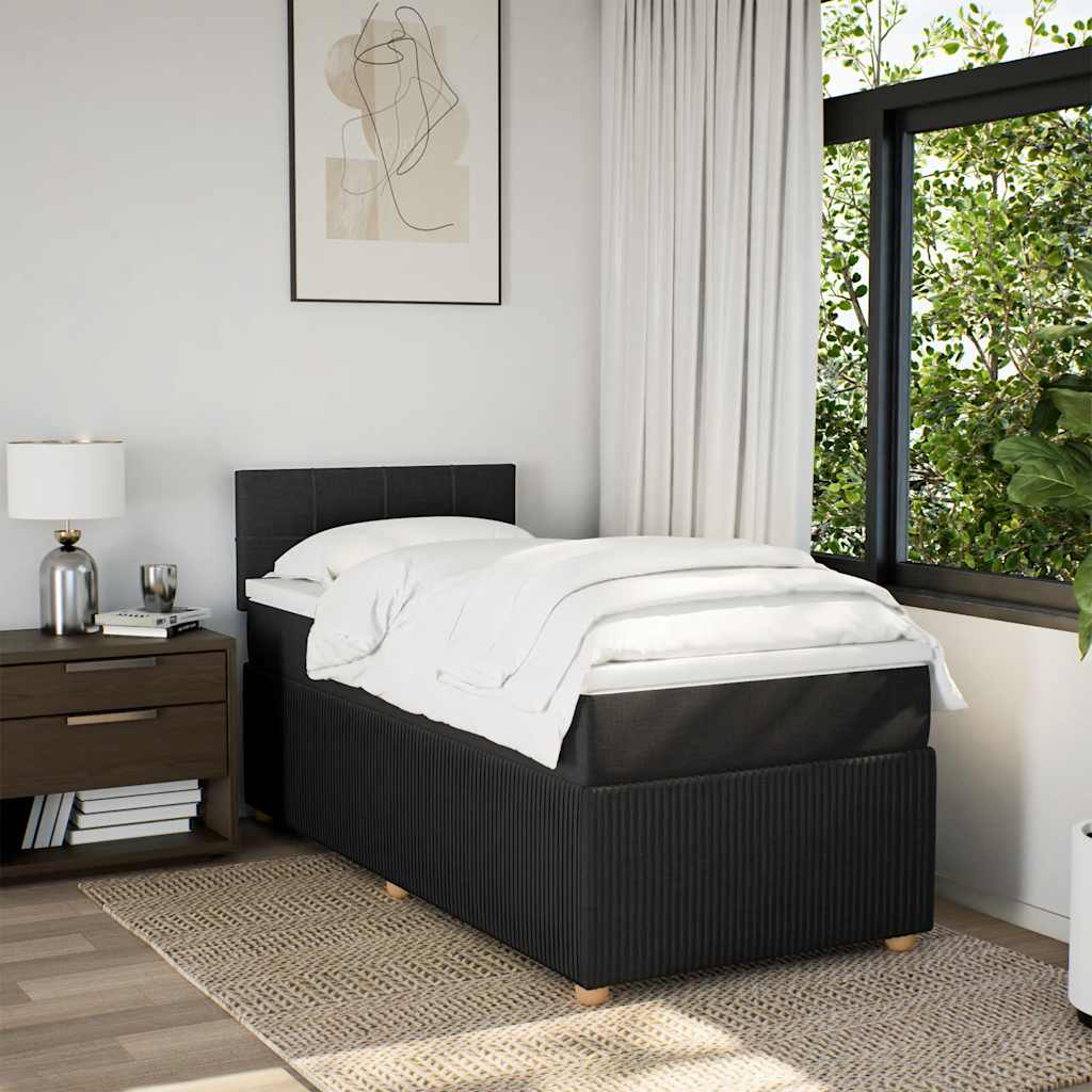kontinentalseng med madras 90x200 cm stof sort