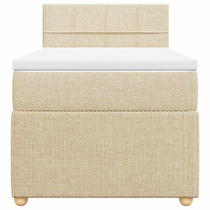 kontinentalseng med madras 90x200 cm stof cremefarvet