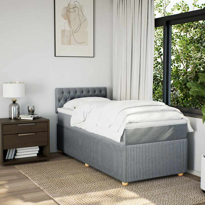 kontinentalseng med madras 90x200 cm stof lysegrå