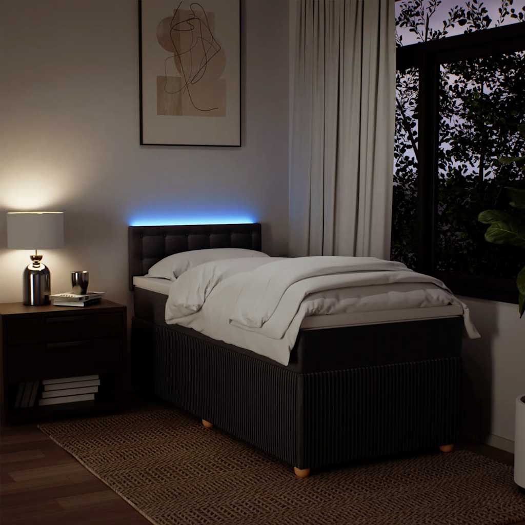 kontinentalseng med madras 90x200 cm stof mørkebrun