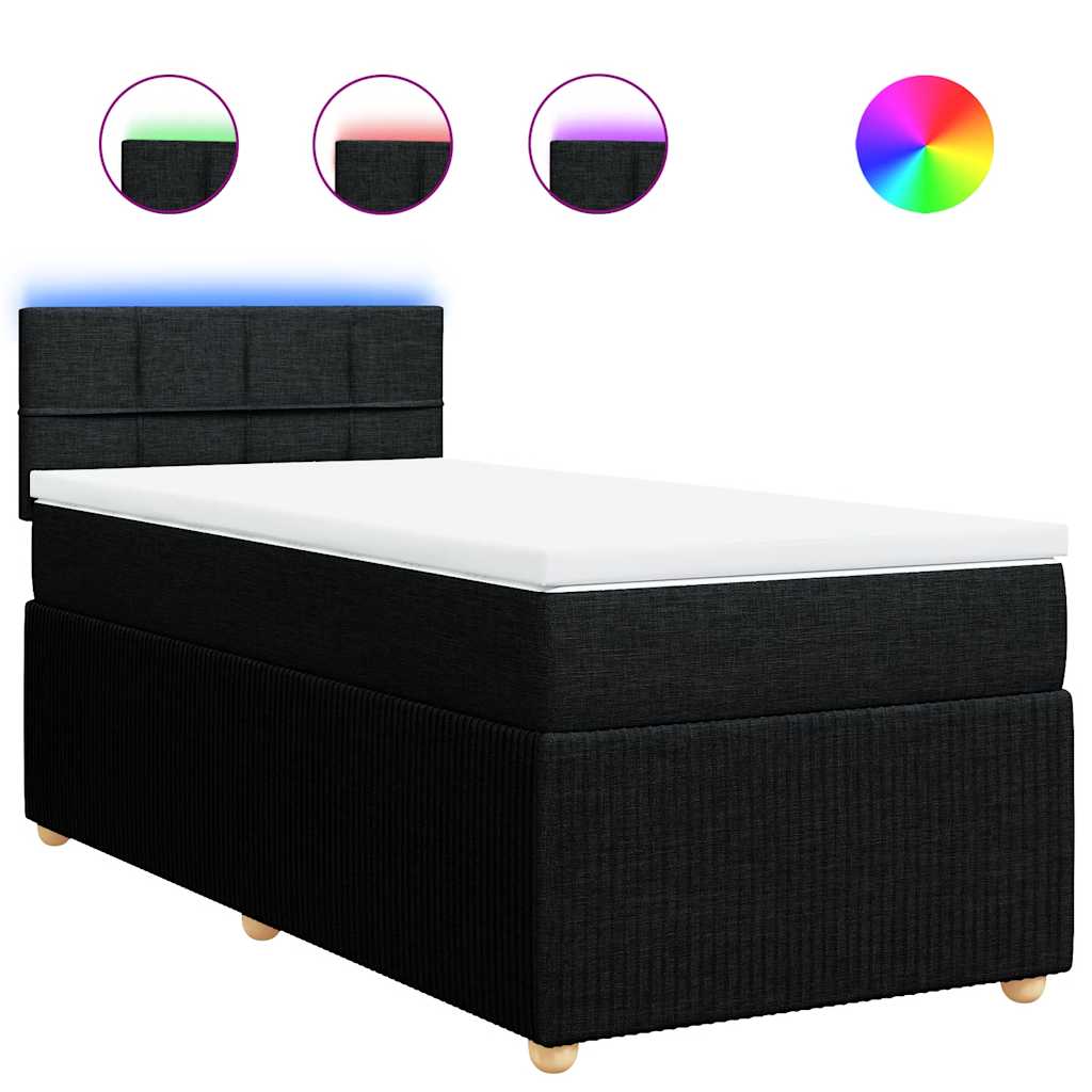 kontinentalseng med madras 100x200 cm stof sort