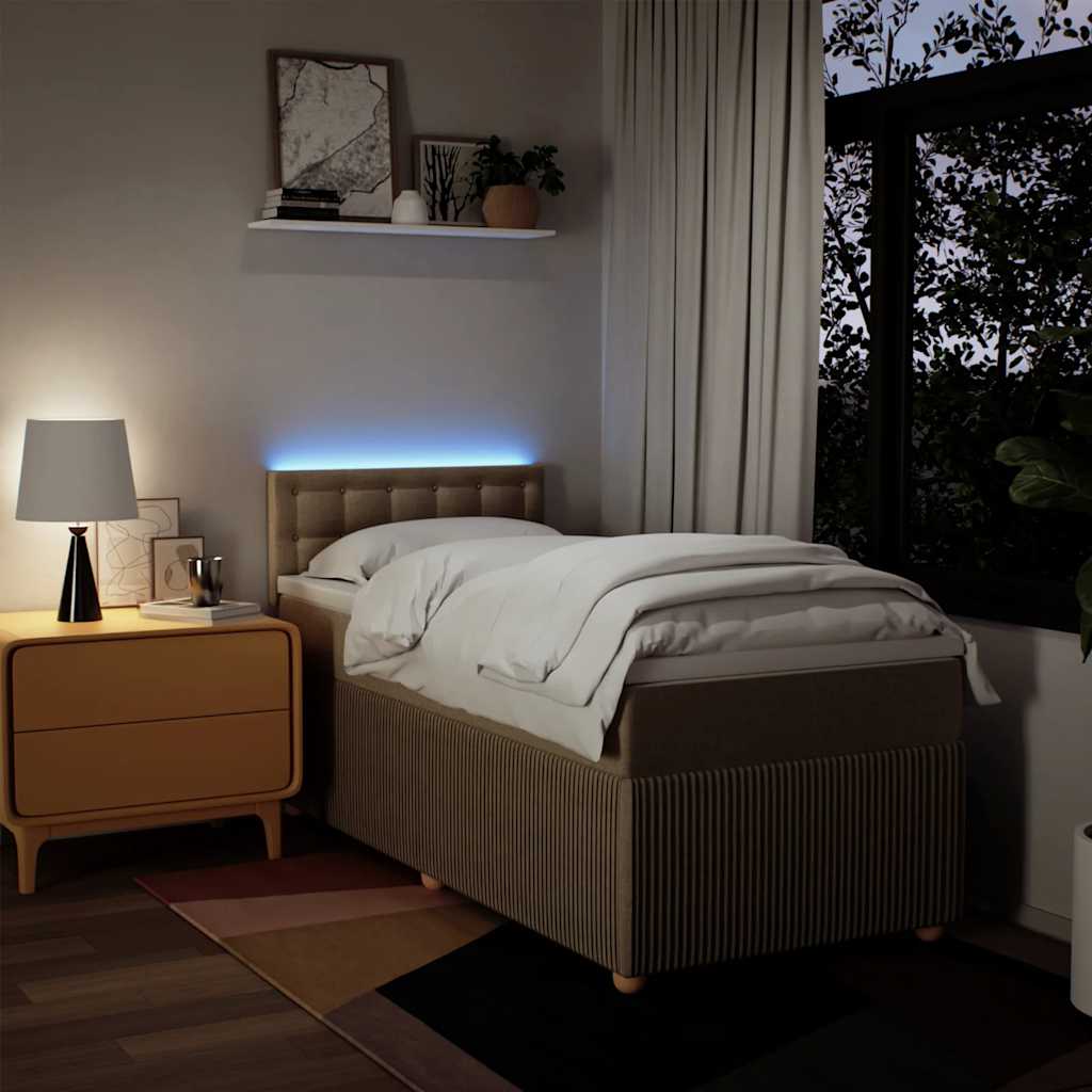 kontinentalseng med madras 100x200 cm stof cremefarvet