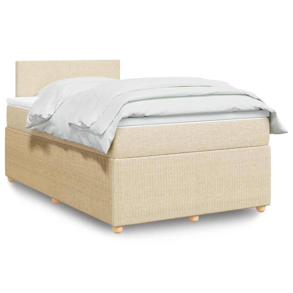 kontinentalseng med madras 120x190 cm stof cremefarvet