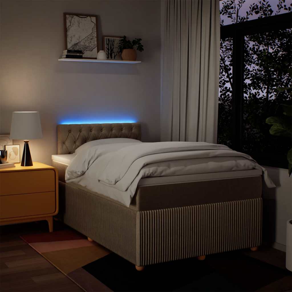 kontinentalseng med madras 120x190 cm stof cremefarvet