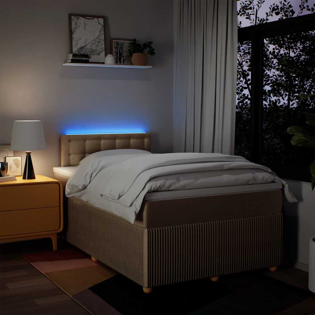 kontinentalseng med madras 120x190 cm stof cremefarvet