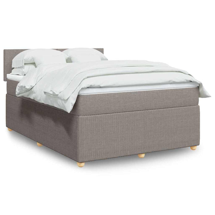 kontinentalseng med madras 140x190 cm stof gråbrun