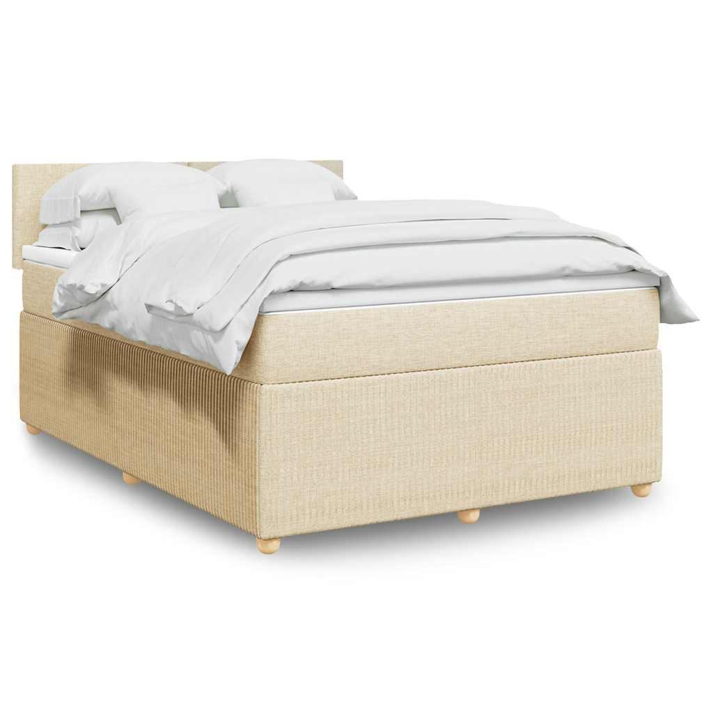 kontinentalseng med madras 140x190 cm stof cremefarvet