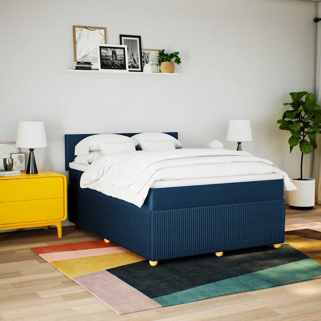 kontinentalseng med madras 140x190 cm stof blå