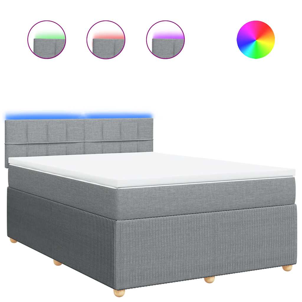 kontinentalseng med madras 140x190 cm stof lysegrå