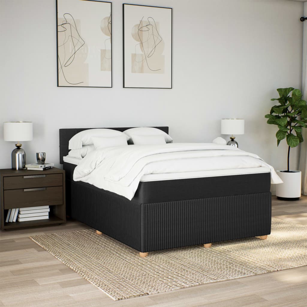kontinentalseng med madras 140x190 cm stof sort