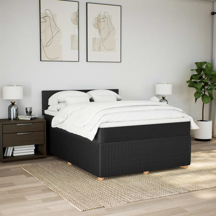 kontinentalseng med madras 140x190 cm stof sort