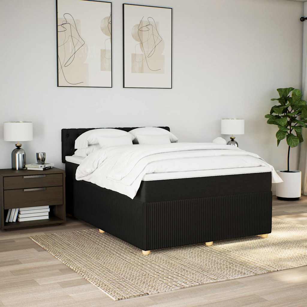 kontinentalseng med madras 140x190 cm stof sort