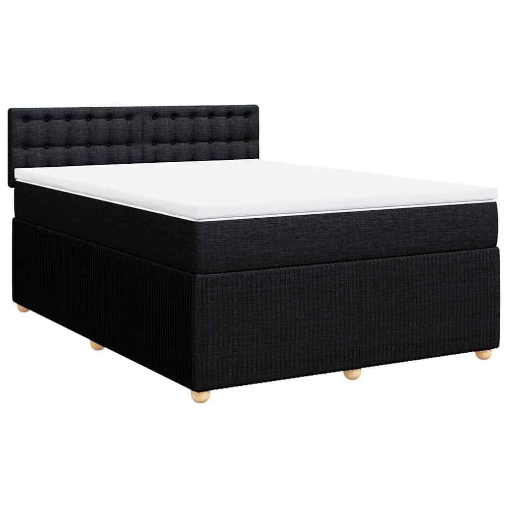 kontinentalseng med madras 140x190 cm stof sort
