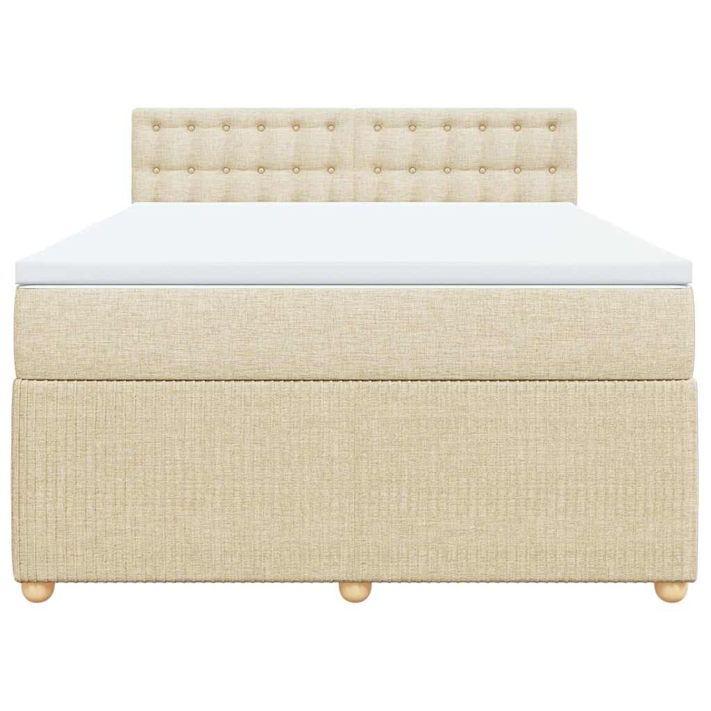 kontinentalseng med madras 140x190 cm stof cremefarvet
