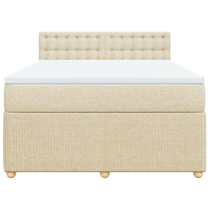 kontinentalseng med madras 140x190 cm stof cremefarvet